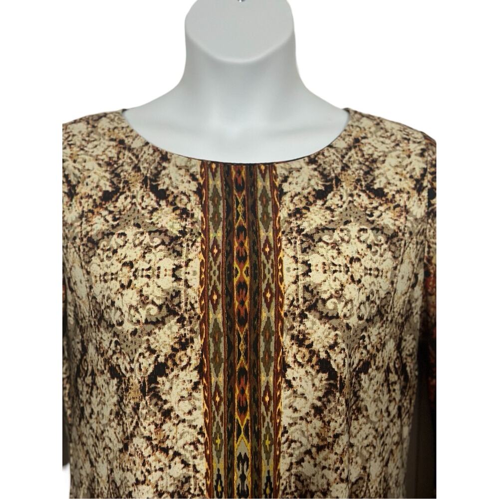 Women's size large brown multi colored long sleeve knee length dress - Picture 2 of 5